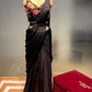 BLACK COLOUR CHINON READYMADE SAREE WITH EMBROIDERED BLOUSE EMBELLISHED WITH SEQUINS & CUTDANA WORK