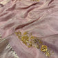 MAUVE COLOUR CHANDERI TISSUE HAND EMBROIDERED SAREE EMBELLISHED WITH AARI, ZARDOZI & CUTDANA WORK