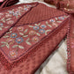 RUST COLOUR CHANDERI SILK UNSTITCHED SUIT EMBELLISHED WITH ORGANZA DUPATTA EMBELLISHED WITH RESHAM & CUTDANA WORK