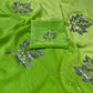 GREEN SHADED PURE PLATINUM CHIFFON HAND EMBROIDERED SAREE EMBELLISHED WITH SEQUINS WORK ( DELIVERY IN 25-30 DAYS ) - Kothari Sons