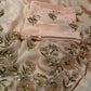 PEACH COLOUR PURE CHIFFON HAND EMBROIDERED SAREE EMBELLISHED WITH SEQUINS & AARI WORK ( DELIVERY IN 25-30 DAYS ) - Kothari Sons
