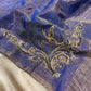 BLUE COLOUR CHANDERI TISSUE HAND EMBROIDERED SAREE EMBELLISHED WITH ZARDOZI WORK