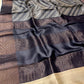 BLACK COLOUR TUSSAR SILK PRINTED SAREE WITH ZARI BORDER