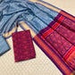 VOILET COLOUR IKAT SILK UNSTITCHED SUIT WITH CONTRAST DUPATTA