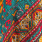 TEAL GREEN COLOUR KALAMKARI FRENCH KNOT EMBROIDERED SAREE