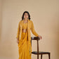 YELLOW COLOUR FOUR IN ONE COMBO DRESS - CROP TOP, SAREE, PLAZZO & JACKET, THIS UNIQUE VERSATILE DRESS CAN BE WORN IN MANY STYLE