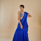 ( DELIVERY IN 15-20 DAYS ) ROYAL BLUE COLOUR CHINON FABRIC READYMADE SAREE WITH READYMADE BLOUSE