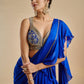 ( DELIVERY IN 15-20 DAYS ) ROYAL BLUE COLOUR CHINON FABRIC READYMADE SAREE WITH READYMADE BLOUSE