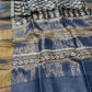 BLUE COLOUR TUSSAR SILK PRINTED SAREE WITH ZARI BORDER