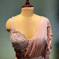 MAUVE COLOUR CHINON RUFFLE READYMADE SAREE WITH EMBROIDERED BLOUSE EMBELLISHED WITH SEQUINS & BEADS WORK