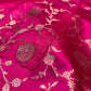 FUCHSIA PINK COLOUR PURE ORGANZA APPLIQUE WORK SAREE WITH BROCADE UNSTITCHED BLOUSE