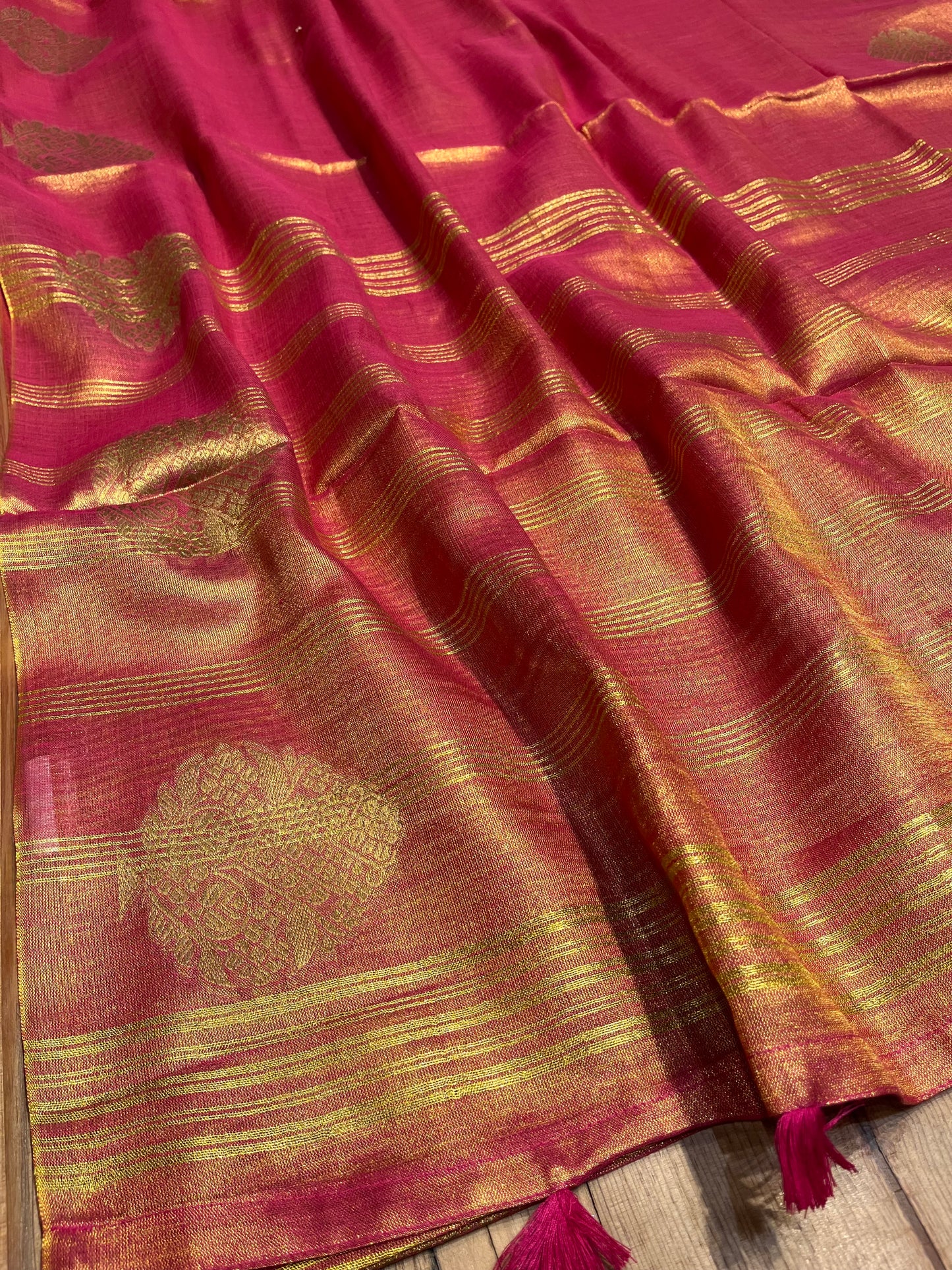 PINK COLOUR TISSUE SAREE