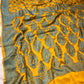 MUSTARD COLOUR CHINON BANARASI SAREE EMBELLISHED WITH RESHAM WEAVE