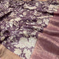 (DELIVERY IN 25 DAYS) PURPLE COLOUR TUSSAR SILK PRINTED SAREE WITH ZARI BORDER