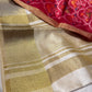 IVORY COLOUR ART TUSSAR SILK SAREE WITH CONTRAST PATOLA UNSTITCHED BLOUSE - Kothari Sons