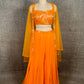 ORANGE COLOUR PALAZZO SET WITH CROP TOP BLOUSE & SHRUG EMBELLISHED WITH SEQUINS & CUTDANA WORK