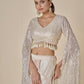 ( DELIVERY IN 20-25 DAYS ) IVORY COLOUR INDOWESTERN DRESS  SEQUINS CROP TOP WITH DRAPE SKIRT