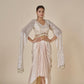 ( DELIVERY IN 20-25 DAYS ) IVORY COLOUR INDOWESTERN DRESS  SEQUINS CROP TOP WITH DRAPE SKIRT