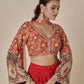 ORANGE COLOUR INDOWESTERN DRESS PALAZZO WITH EMBROIDERED CROP TOP