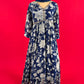 BLUE COLOUR CHINON PRINTED FLOOR LENGTH SUIT EMBELLISHED WITH MIRROR & ZARDOZI WORK