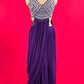 PURPLE COLOUR GEORGETTE FLARED PALAZZO PANT WITH DRAP CROP TOP BLOUSE EMBELLISHED WITH CUTDANA & MIRROR WORK