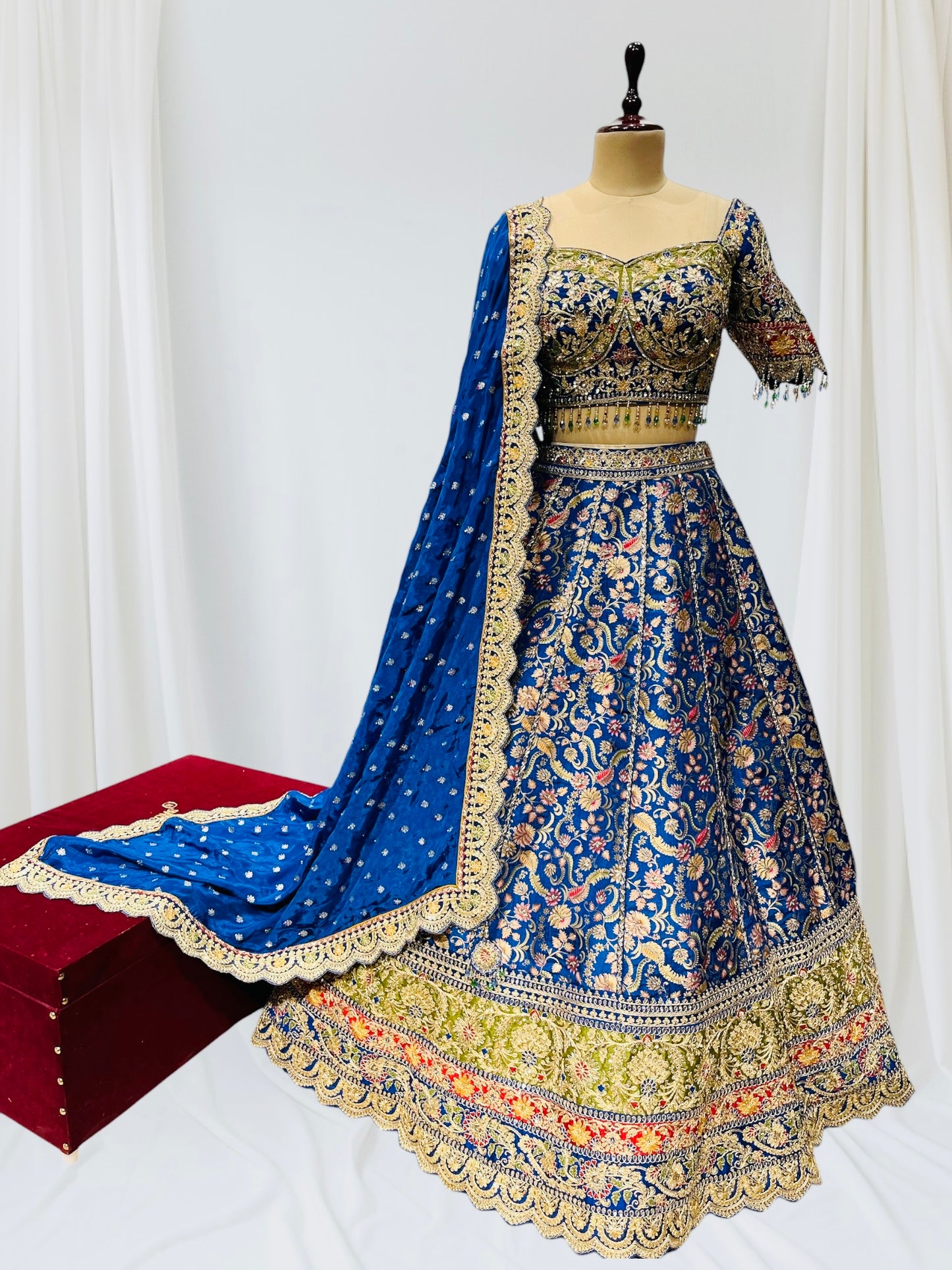 ROYAL BLUE COLOR EMBROIDRED BANARSI LEHNGA