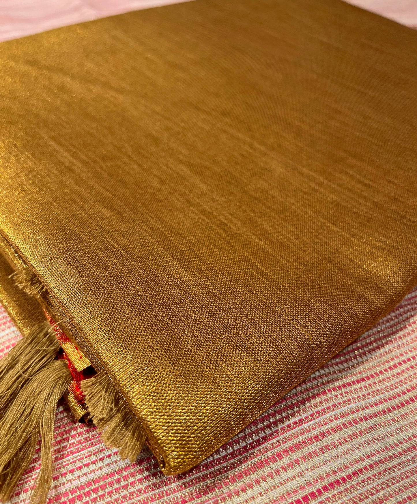 GOLDEN COLOUR COTTON TISSUE GIFT SAREE