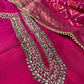 HOT PINK COLOUR DOLA SILK UNSTITCHED SUIT WITH BANARASI DUPATTA EMBELLISHED WITH PEARL & ZARDOZI WORK