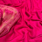 HOT PINK COLOUR CHIFFON SAREE WITH CREPE TISSUE UNSTITCHED BLOUSE - Kothari Sons