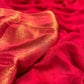 RED COLOUR CHIFFON CREPE TISSUE UNSTITCHED SAREE - Kothari Sons