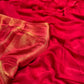 RED COLOUR CHIFFON CREPE TISSUE UNSTITCHED SAREE - Kothari Sons