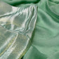 SEA GREEN COLOUR CHIFFON SAREE WITH CREPE TISSUE UNSTITCHED BLOUSE - Kothari Sons