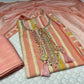 PEACH COLOUR COTTON STRIPED UNSTITCHED SUIT WITH CHIFFON DUPATTA