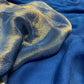BLUE COLOUR CHIFFON SAREE WITH CREPE TISSUE UNSTITCHED BLOUSE - Kothari Sons