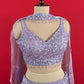 ( DELIVERY IN 25 DAYS ) LAVENDER COLOUR TISSUE SKIRT WITH EMBROIDERED CROP TOP EMBELLISHED WITH SEQUINS WORK