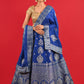 ( DELIVERY IN 25 DAYS ) BLUE COLOUR BANARASI SILK LEHENGA WITH UNSTITCHED BLOUSE EMBELLISHED WITH ZARI WEAVES