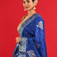 ( DELIVERY IN 25 DAYS ) BLUE COLOUR BANARASI SILK LEHENGA WITH UNSTITCHED BLOUSE EMBELLISHED WITH ZARI WEAVES