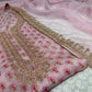 PINK COLOUR ORGANZA UNSTITCHED SUIT EMBELLISHED WITH AARI WORK