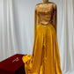 MUSTARD COLOUR INDOWESTERN DRESS PLAZZO WITH CROP TOP & DUPATTA