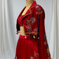 MAROON COLOUR INDOWESTERN DRESS EMBROIDERED SKIRT WITH CROP TOP & EMBROIDERED JACKET EMBELLISHED RESHAM & BEADS WORK