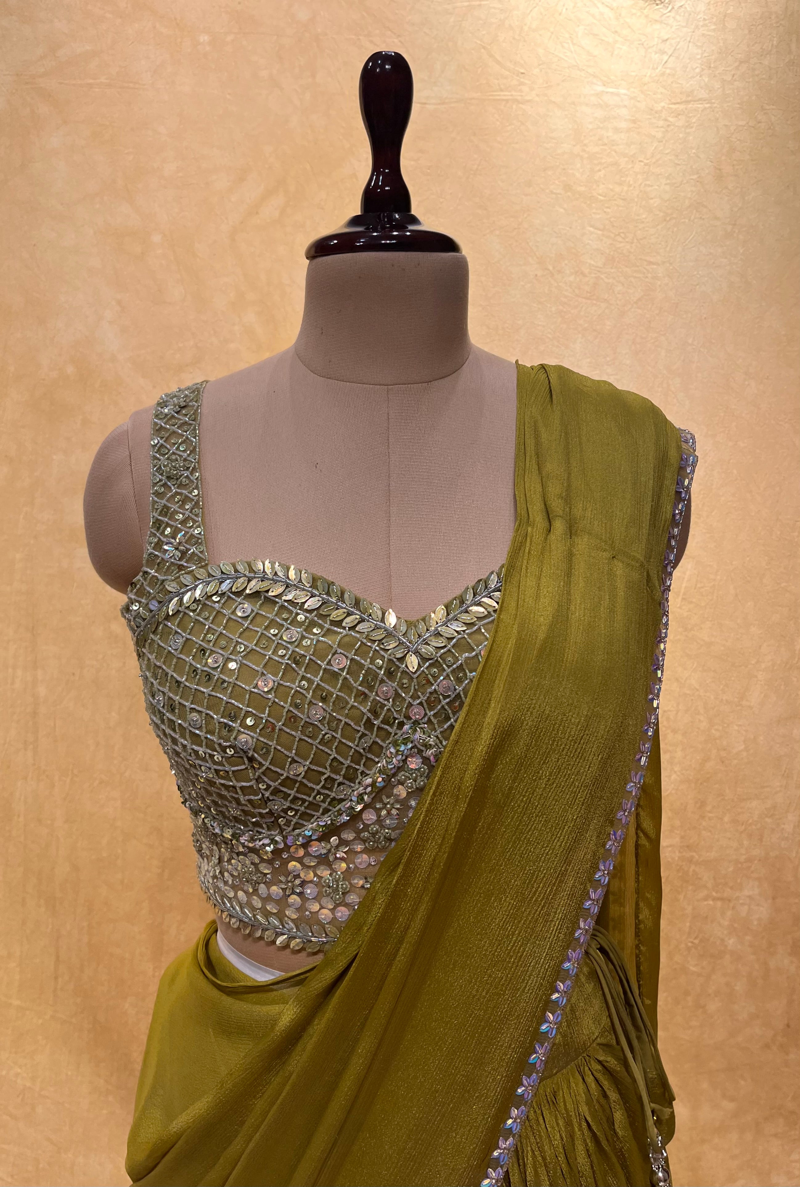 Indo-Western Outfit With Telia Rumal Saree Blouse - Dreaming Loud