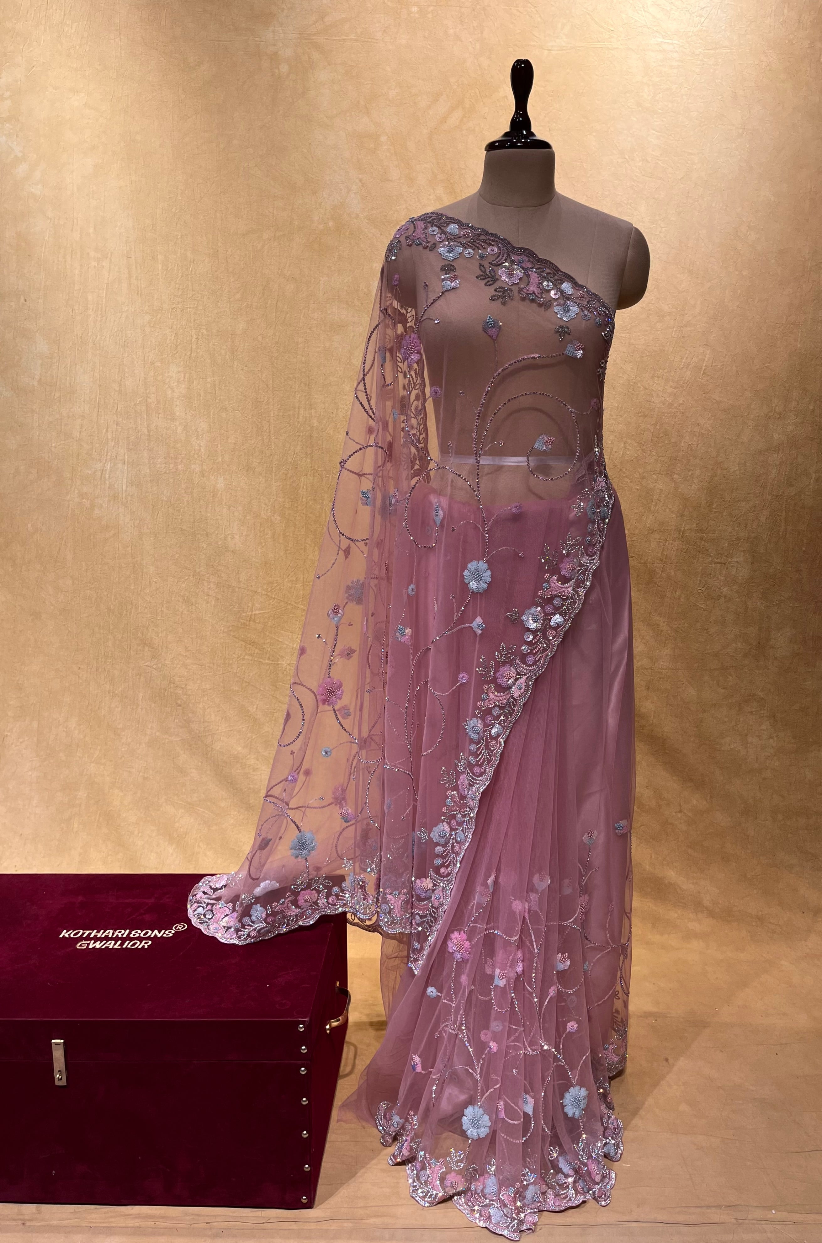 Shop Mauve Embroidered Saree for Women Online from India's Luxury Designers  2023