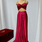 MAGENTA COLOR DRAPED SKIRT WITH CROP TOP & SHRUG