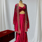 MAGENTA COLOR DRAPED SKIRT WITH CROP TOP & SHRUG