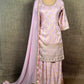 PINK COLOUR BANARASI PALAZZO SUIT WITH CHIFFON DUPATTA