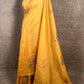 MUSTARD COLOUR JAMDANI MUSLIN SAREE WITH CONTRAST BLOUSE