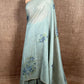 SEA GREEN COLOUR JAMDANI MUSLIN SAREE WITH CONTRAST BLOUSE