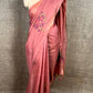 PEACH COLOUR JAMDANI MUSLIN SAREE WITH CONTRAST BLOUSE