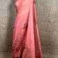 PEACH COLOUR JAMDANI MUSLIN SAREE WITH CONTRAST BLOUSE