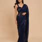 BLUE COLOUR SEQUINS READYMADE BLOUSE SAREE EMBELLISHED WITH APPLIQUE WORK